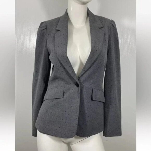 Elle Gray Polka Dots Stretch blazer suit single button front Size 6 - Picture 2 of 7